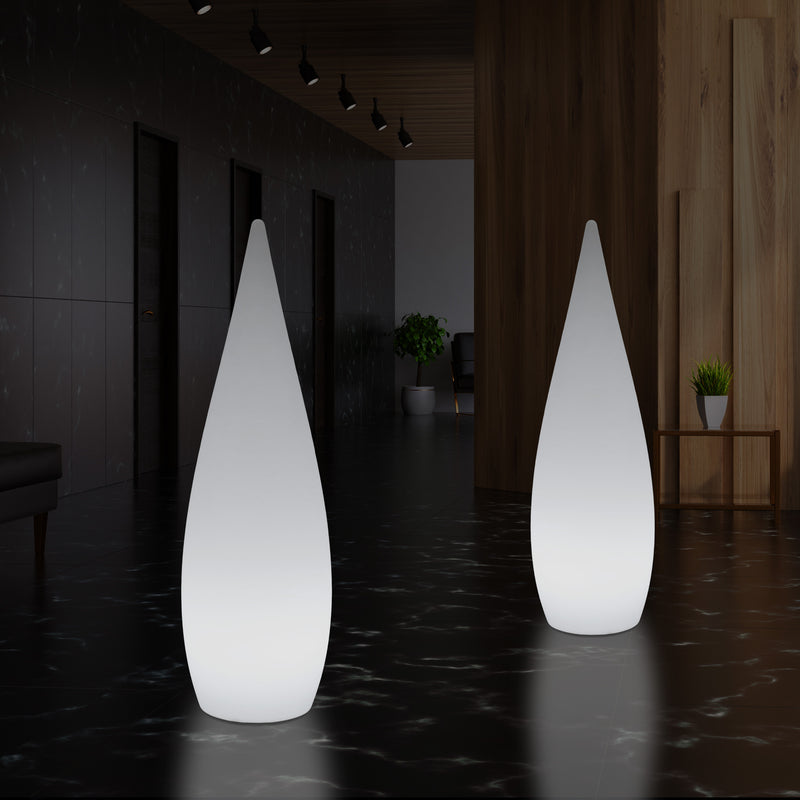 150cm 1,5m Høj Designer LED E27 Gulvlampe, Dekorativ Dråbeformet Lampe, Hvid