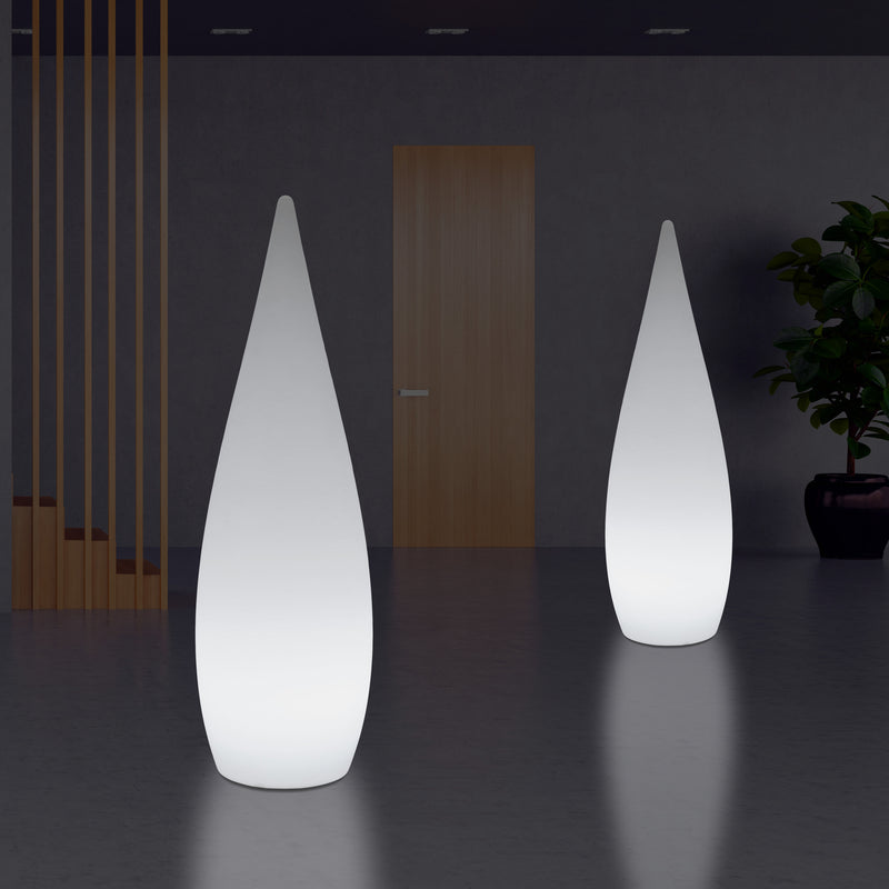 150cm 1,5m Høj Designer LED E27 Gulvlampe, Dekorativ Dråbeformet Lampe, Hvid