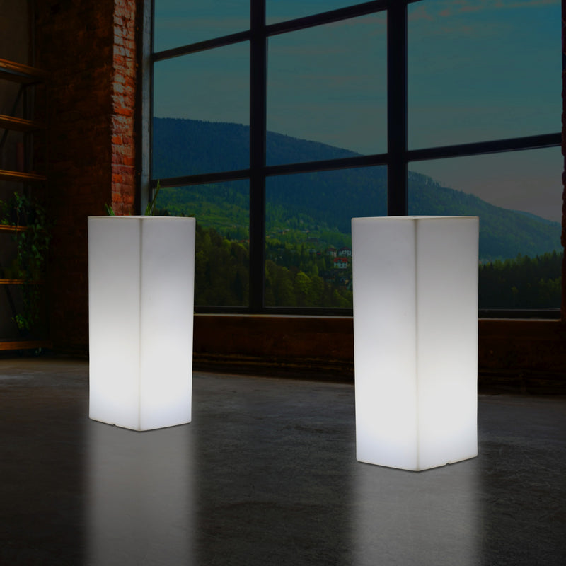 110 x 30 cm Høj LED Sokkellampe Søjleformet, Moderne E27 Stående Lampe, Hvid