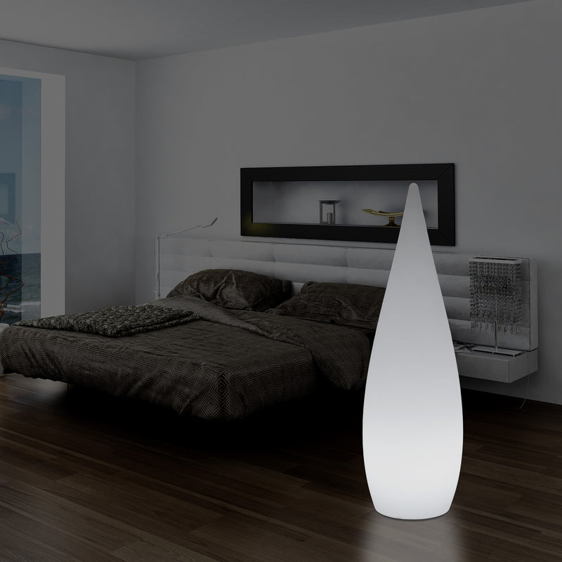 150cm 1,5m Høj Designer LED E27 Gulvlampe, Dekorativ Dråbeformet Lampe, Hvid