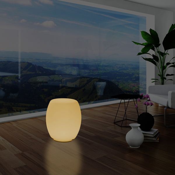 Lysende Skammel Stol Gulvlampe til Soveværelse, 44cm Designer LED Belysning, Varm Hvid