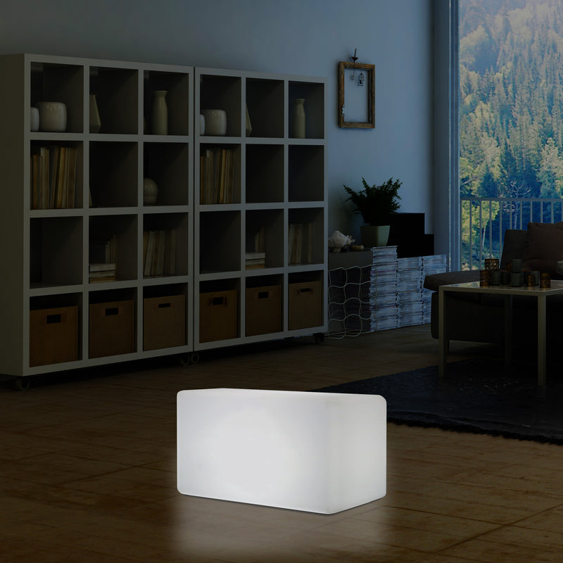 LED Skammel Bænk Stol Lampe, 55 x 35 cm, Moderne E27 Gulvlampe til Stue, Hvid