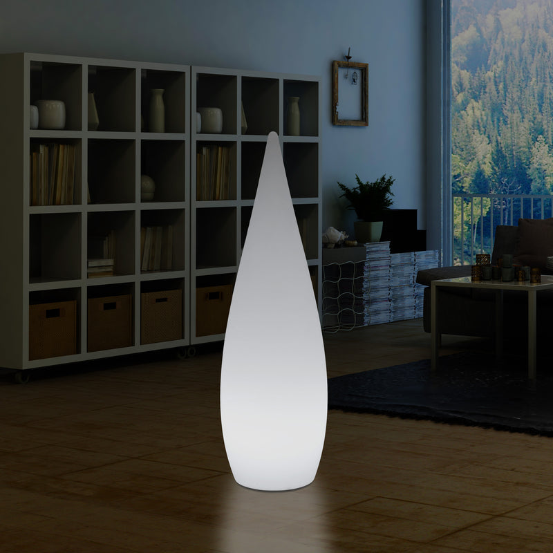 150cm 1,5m Høj Designer LED E27 Gulvlampe, Dekorativ Dråbeformet Lampe, Hvid