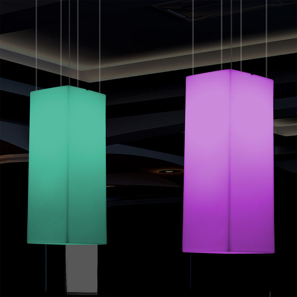 Rektangulær LED Loftlampe, Flerfarvet Aflang RGB Hængelampe, 110 x 30cm, Stemningsbelysning