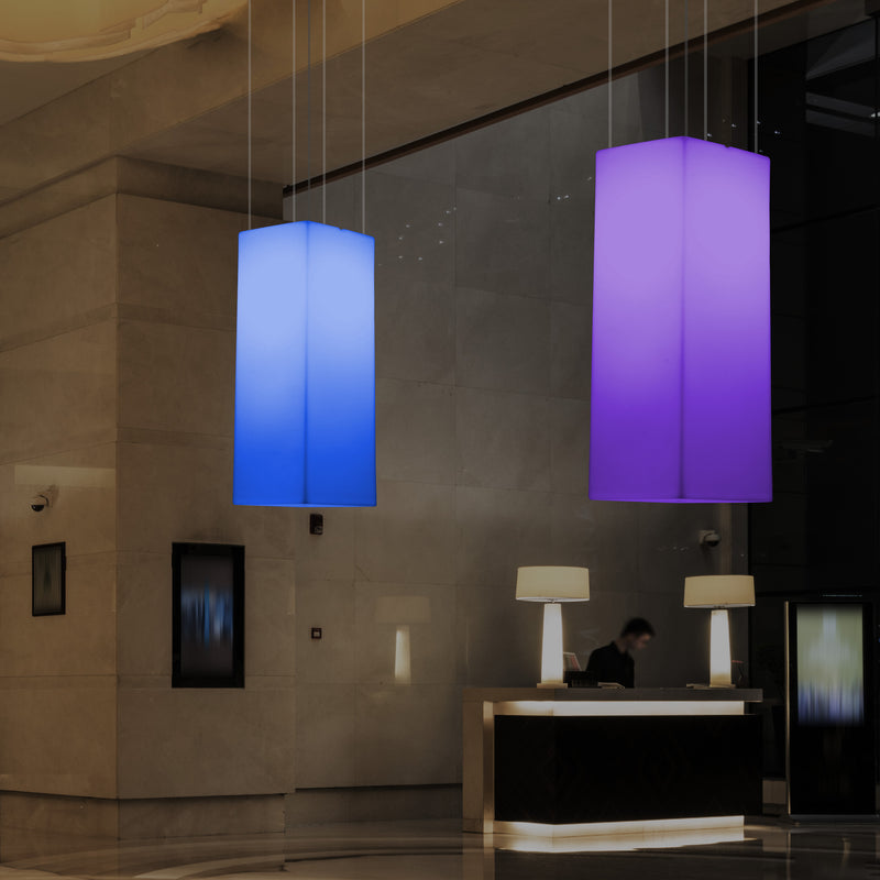 Aflang LED Loftlampe, Flerfarvet Moderne RGB Pendellampe, 80x30cm, Atmosfærisk Lampe