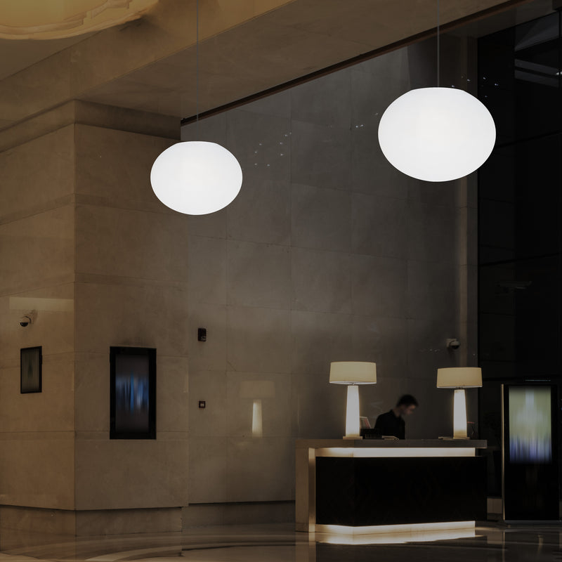 Designer LED Pendler Loftlampe, Ellipseformet Oval 3D E27 Hængelampe, 27cm Aflang Kugle