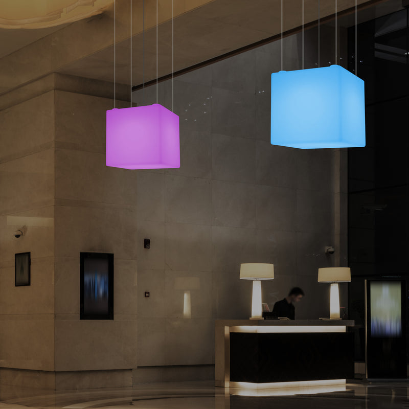 Kasseformet LED Pendlerlampe, Geometrisk SMD RGB Loftlampe, 500 mm, Stemningsbelysning