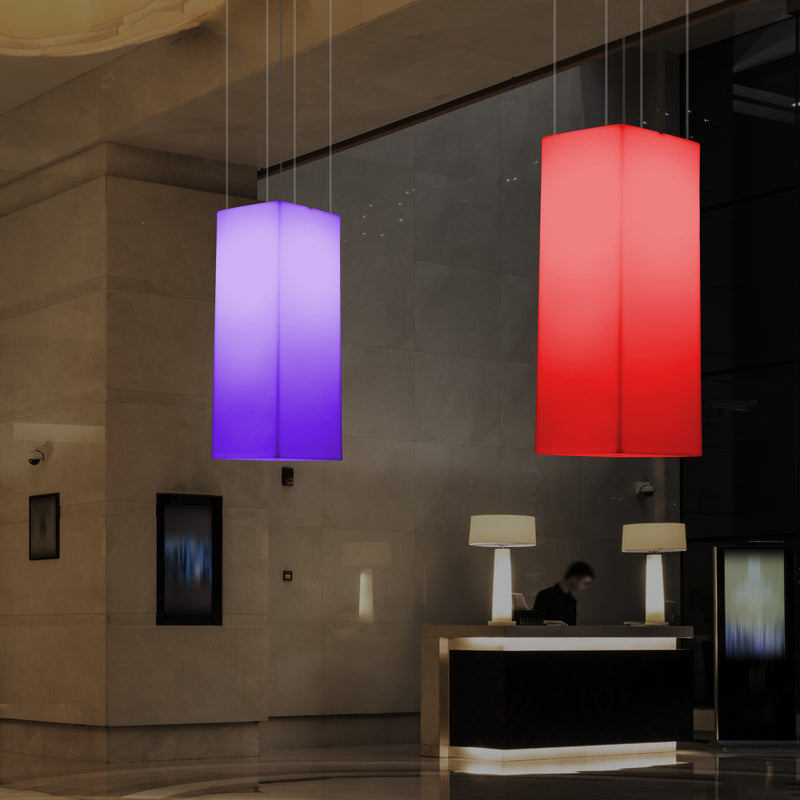 Rektangulær LED Loftlampe, Flerfarvet Aflang RGB Hængelampe, 110 x 30cm, Stemningsbelysning