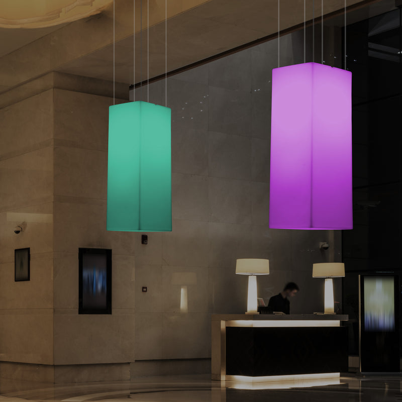 Aflang LED Loftlampe, Flerfarvet Moderne RGB Pendellampe, 80x30cm, Atmosfærisk Lampe