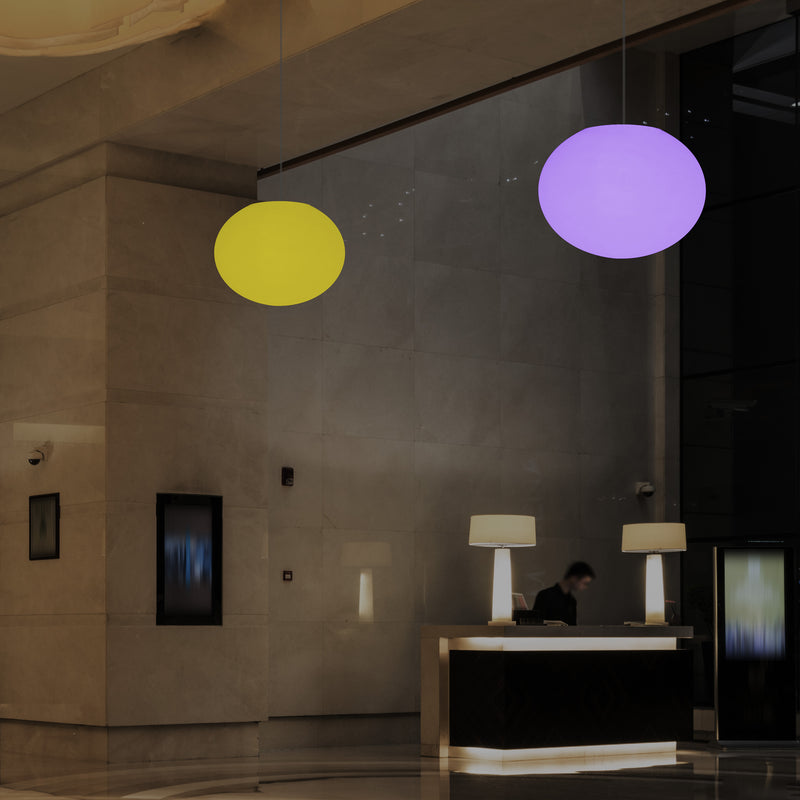 Ellipseformet Loftlampe, Oval Designer RGB Hængelampe, 27 cm, Stemningsfyldt LED Belysning