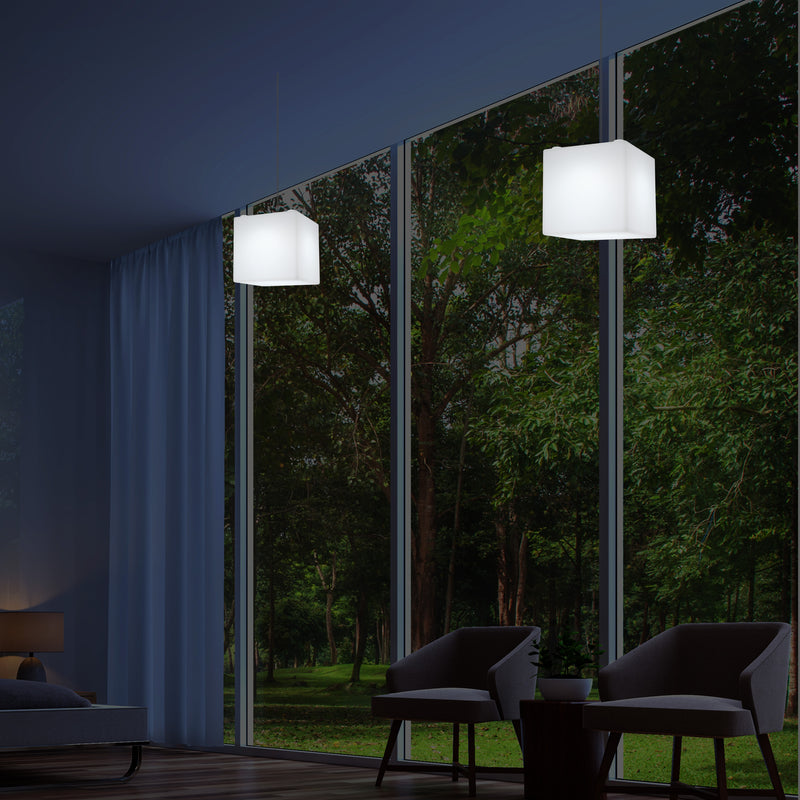 Firkantet Hængelampe, Moderne LED Pendellampe, 20cm, E27, Flerfarvet