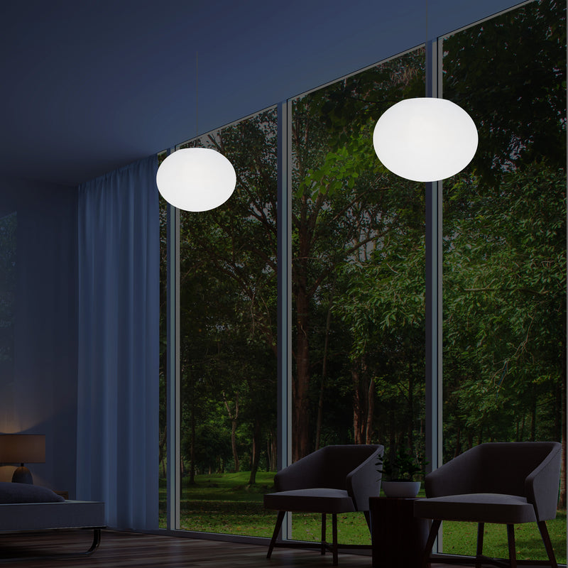 Designer LED Pendler Loftlampe, Ellipseformet Oval 3D E27 Hængelampe, 27cm Aflang Kugle