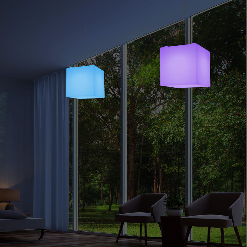 LED Pendellampe Kasseform, Farveskiftende SMD RGB Loftslampe, 300 mm, Stemningsfyldt Lys