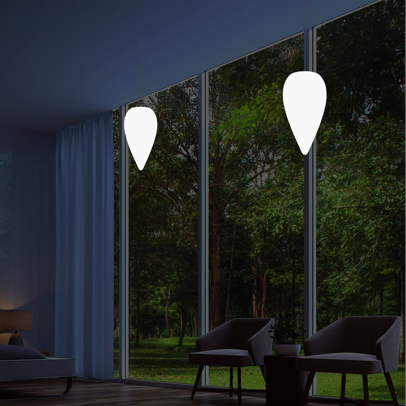 Designer LED Pendler Loftlampe, Unik Dråbeformet Istap E27 Hængelampe, Hvid, 37cm