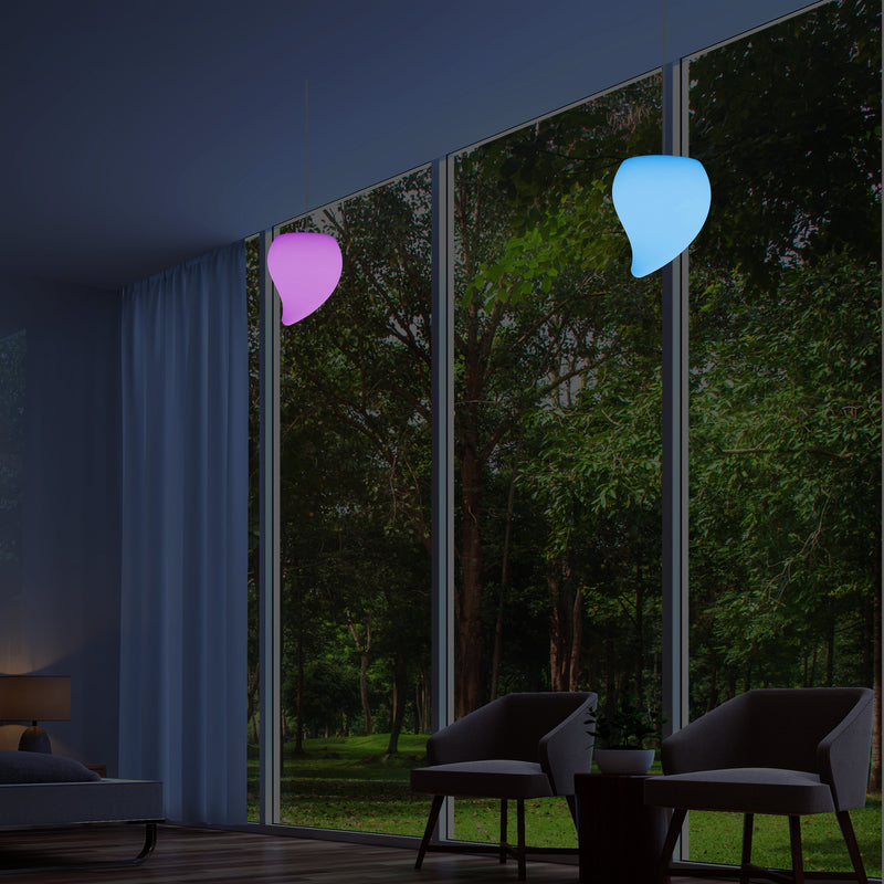 Farveskiftende Dæmpbar Pendler Loftlampe, 20cm LED Tåreformet Hængelampe, RGB