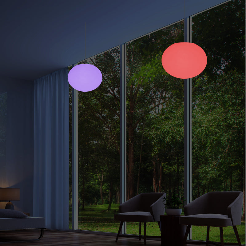 Elliptisk Oval Pendler Hængelampe, Dæmpbar Flerfarvet Loftlampe, Aflang Kugle