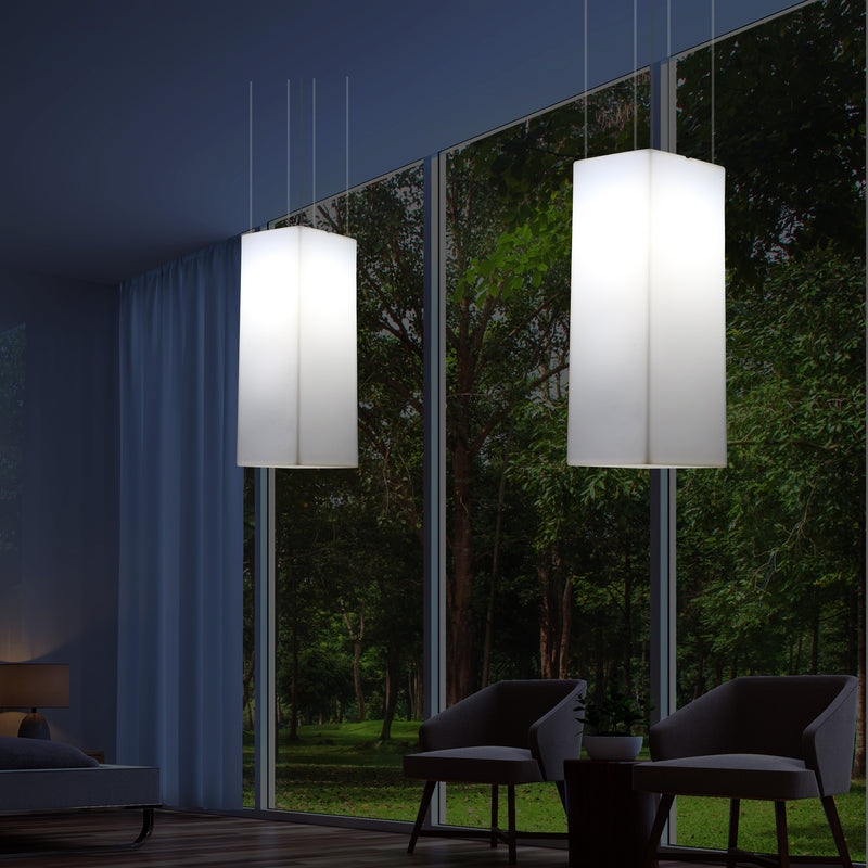 Rektangulær LED Hængelampe, Moderne Pendellampe, 80cm, E27, Hvid