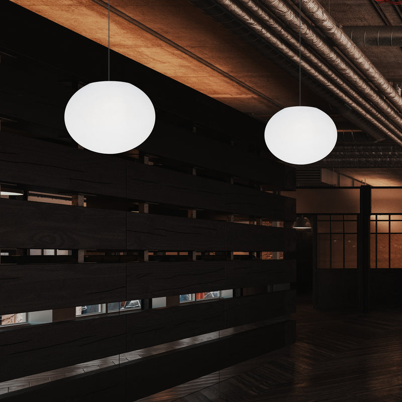 Designer LED Pendler Loftlampe, Ellipseformet Oval 3D E27 Hængelampe, 27cm Aflang Kugle