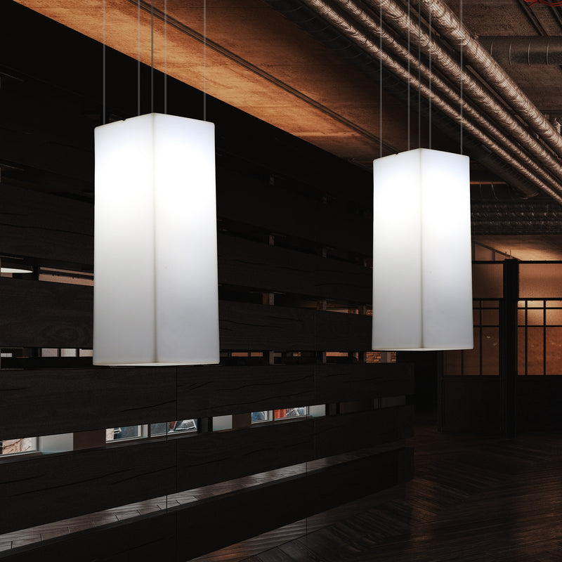 Rektangulær LED Hængelampe, Moderne Pendellampe, 80cm, E27, Hvid