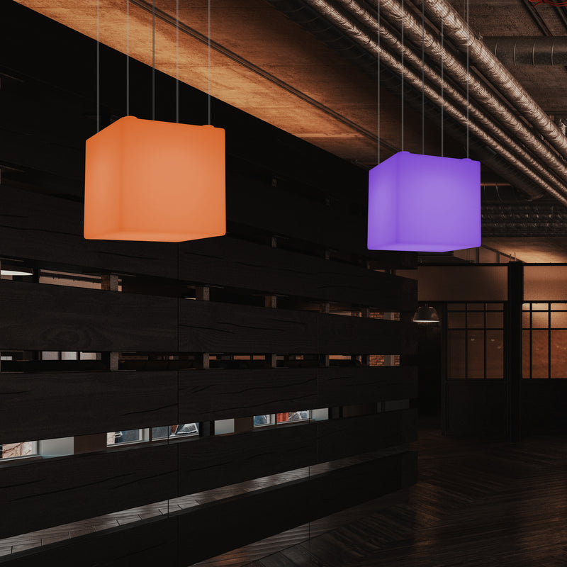 Kasseform LED Pendellampe, Moderne Hængelampe, 40cm, E27, Farveændrende