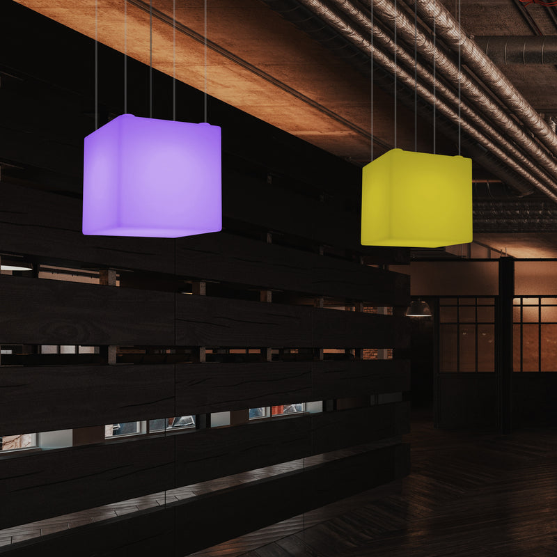 Firkantet LED Loftslampe, Dekorativ Pendel, 500 mm, E27, RGB Stemningsbelysning