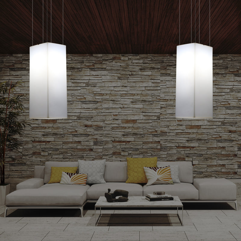 Rektangulær LED Hængelampe, Moderne Pendellampe, 80cm, E27, Hvid