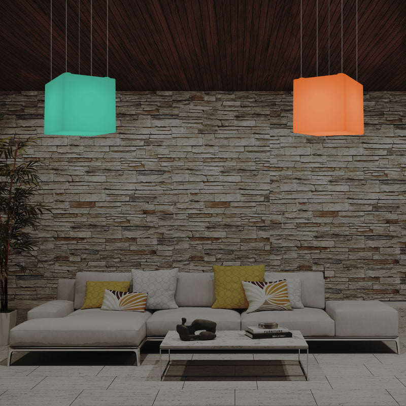 Kasseform LED Pendellampe, Moderne Hængelampe, 40cm, E27, Farveændrende