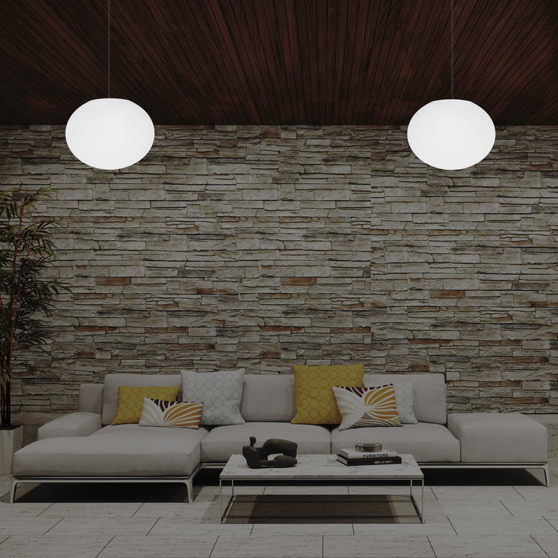 Designer LED Pendler Loftlampe, Ellipseformet Oval 3D E27 Hængelampe, 27cm Aflang Kugle