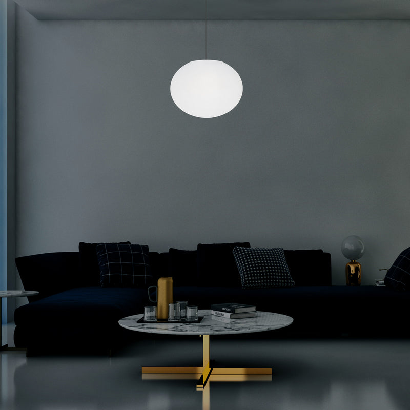 Designer LED Pendler Loftlampe, Ellipseformet Oval 3D E27 Hængelampe, 27cm Aflang Kugle
