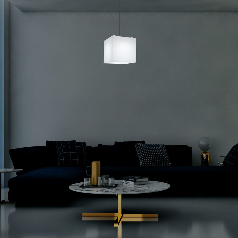 Firkantet Hængelampe, Moderne LED Pendellampe, 20cm, E27, Flerfarvet