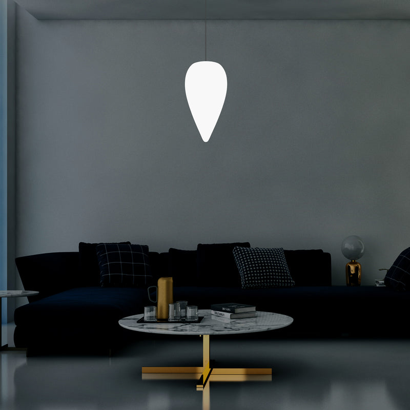 Designer LED Pendler Loftlampe, Unik Dråbeformet Istap E27 Hængelampe, Hvid, 37cm