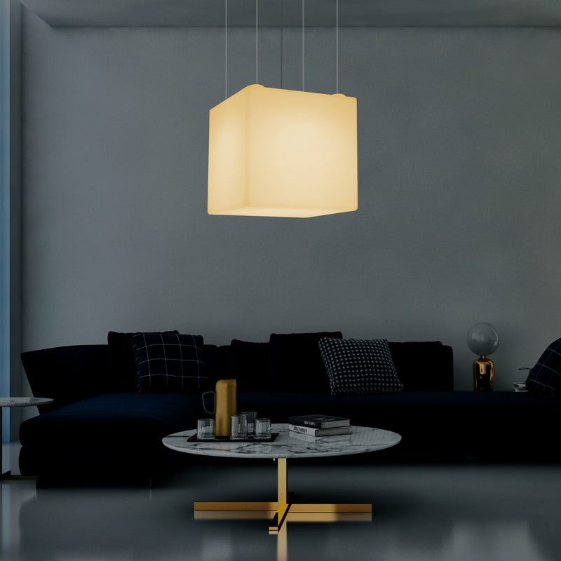 Moderne Hængelampe, Firkantet LED Pendlerlampe, 60 x 60 cm, E27, Varm Hvid