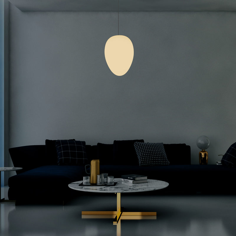 Dekorativ E27 Hængelampe, Oval Designer LED Pendlerlampe, 37cm, Varm Hvid