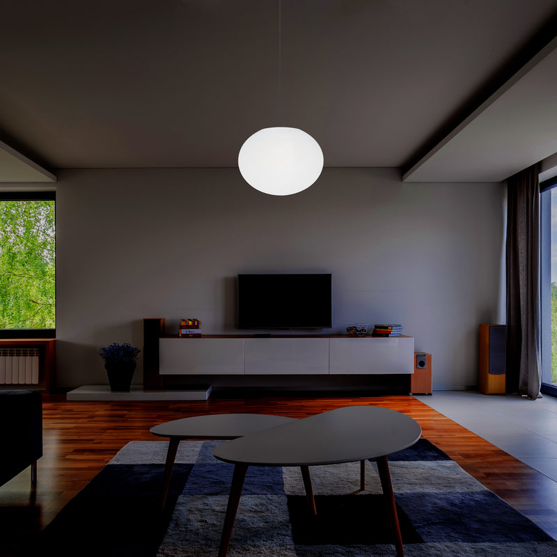 Designer LED Pendler Loftlampe, Ellipseformet Oval 3D E27 Hængelampe, 27cm Aflang Kugle
