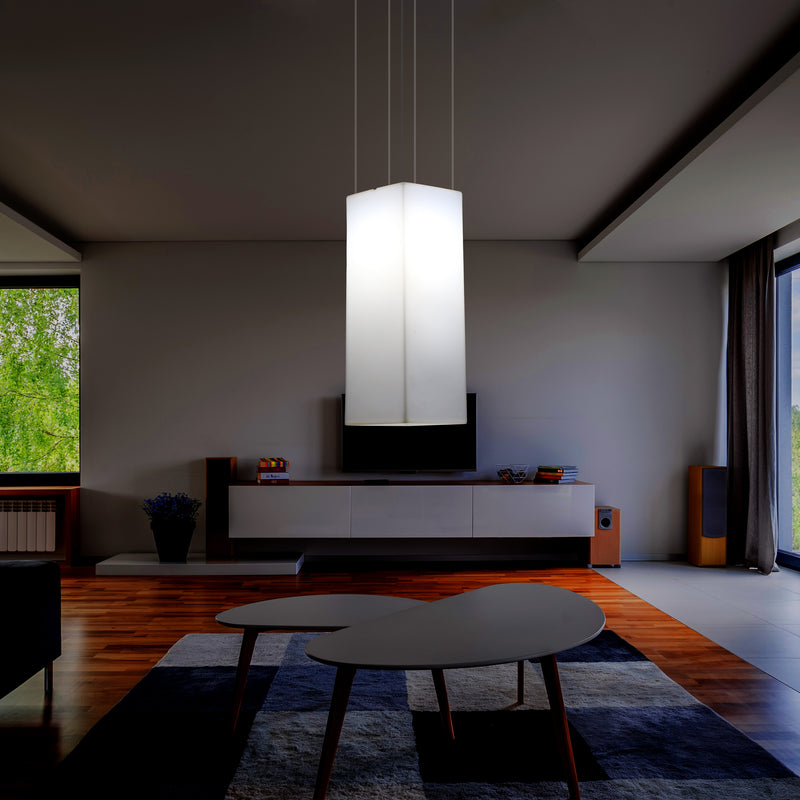 Rektangulær LED Hængelampe, Moderne Pendellampe, 80cm, E27, Hvid