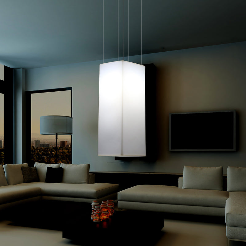 Rektangulær LED Hængelampe, Moderne Pendellampe, 80cm, E27, Hvid