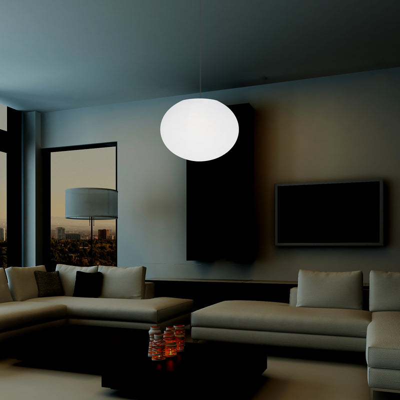 Designer LED Pendler Loftlampe, Ellipseformet Oval 3D E27 Hængelampe, 27cm Aflang Kugle