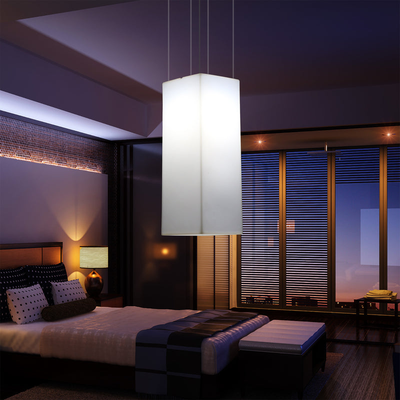 Aflang Hængelampe, Designer LED Loftlampe, 110 x 30cm, E27, Hvid