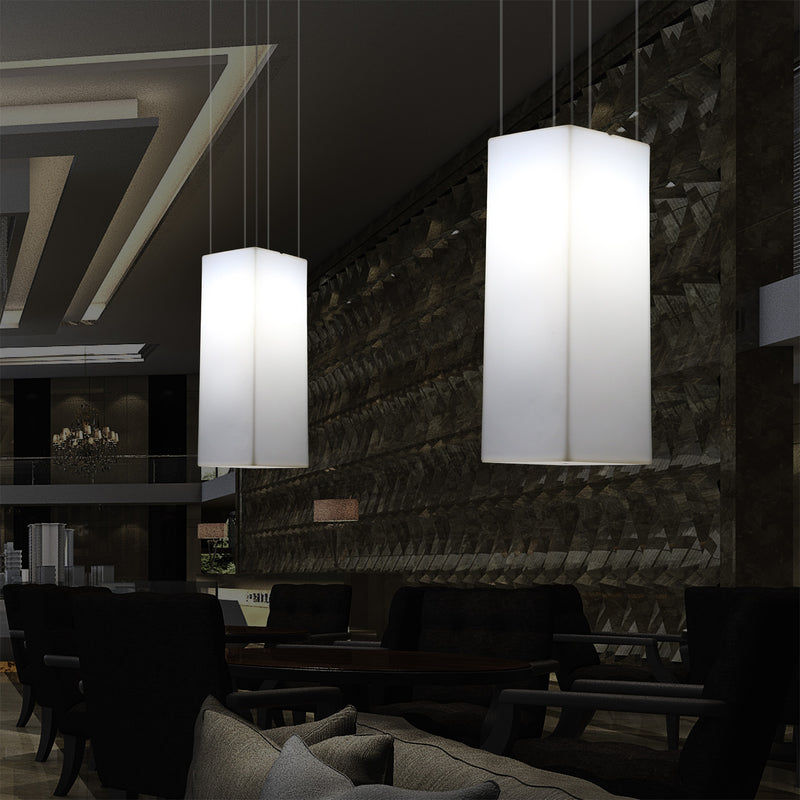 Aflang Hængelampe, Designer LED Loftlampe, 110 x 30cm, E27, Hvid