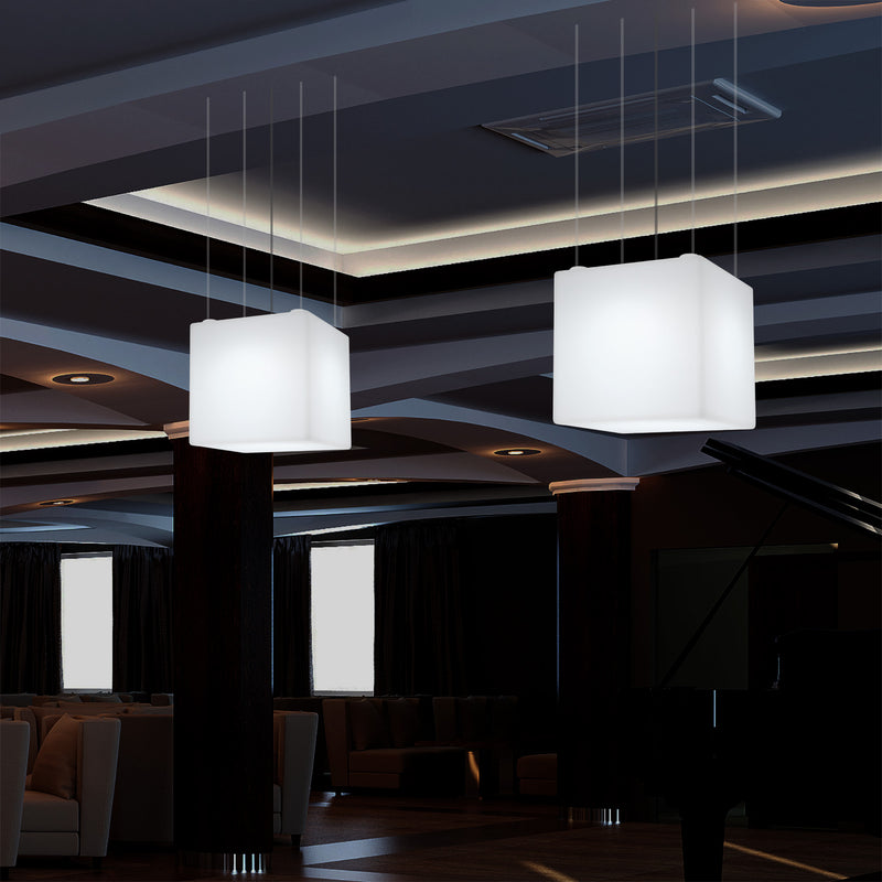 Kasseformet LED Pendlerlampe, Geometrisk SMD RGB Loftlampe, 500 mm, Stemningsbelysning