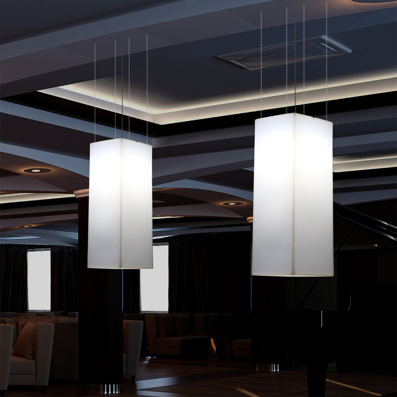 Rektangulær LED Hængelampe, Moderne Pendellampe, 80cm, E27, Hvid