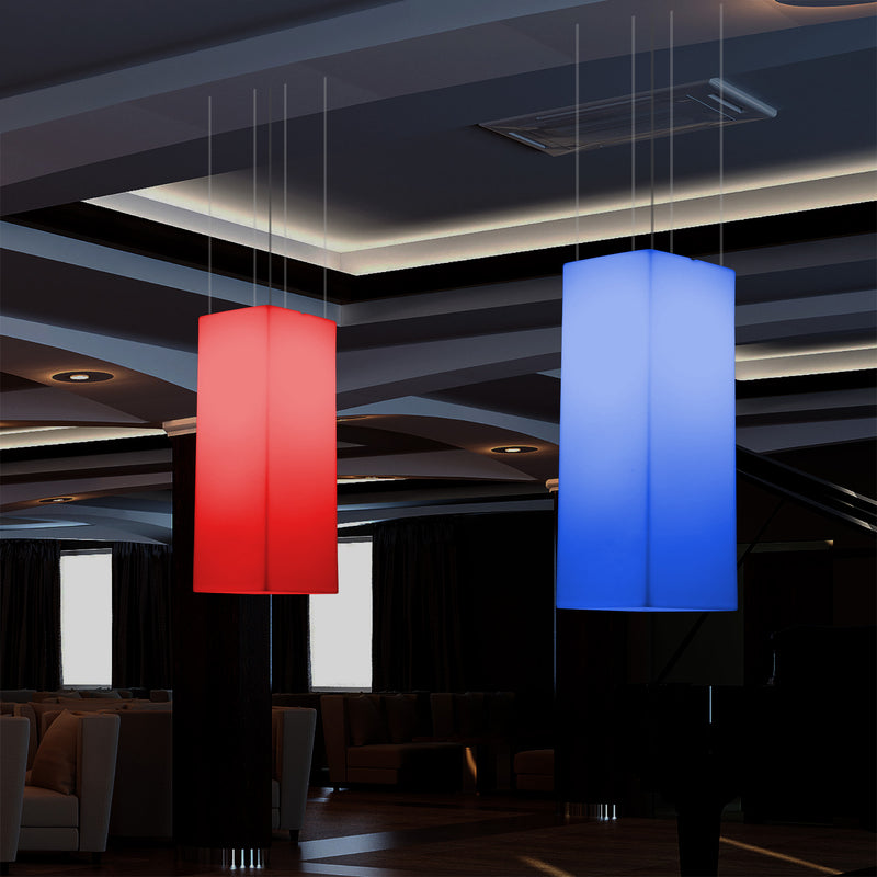 Rektangulær LED Loftlampe, Flerfarvet Aflang RGB Hængelampe, 110 x 30cm, Stemningsbelysning