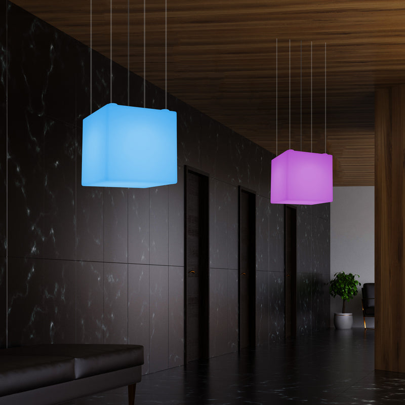 Kasseform LED Pendellampe, Moderne Hængelampe, 40cm, E27, Farveændrende