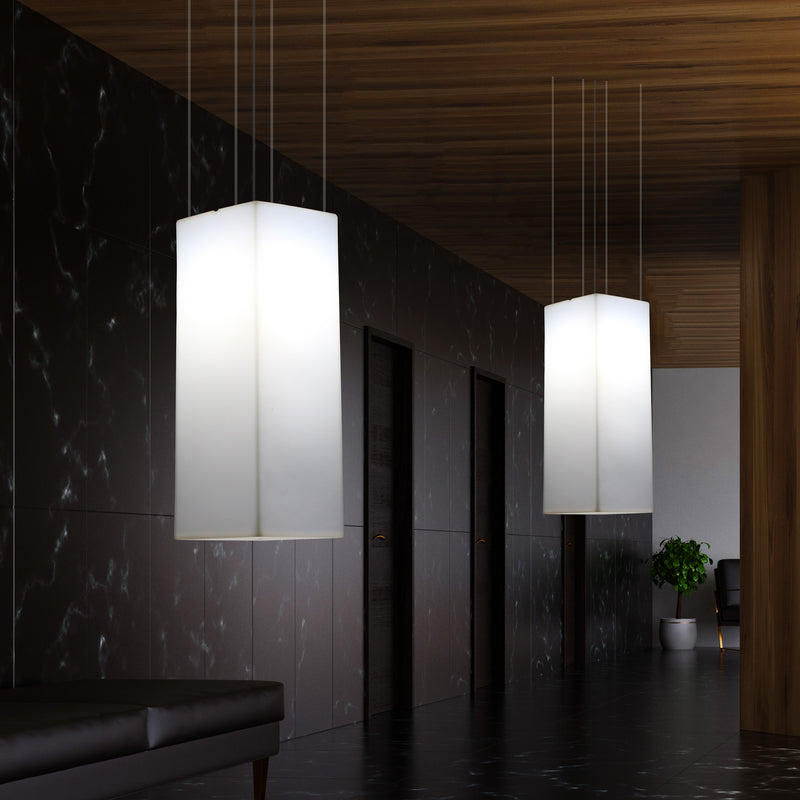 Rektangulær LED Hængelampe, Moderne Pendellampe, 80cm, E27, Hvid