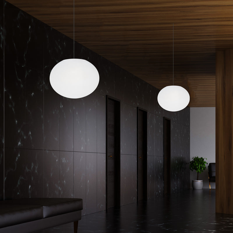 Designer LED Pendler Loftlampe, Ellipseformet Oval 3D E27 Hængelampe, 27cm Aflang Kugle