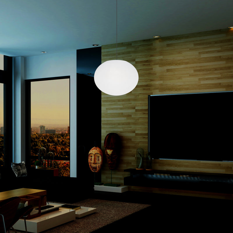 Designer LED Pendler Loftlampe, Ellipseformet Oval 3D E27 Hængelampe, 27cm Aflang Kugle