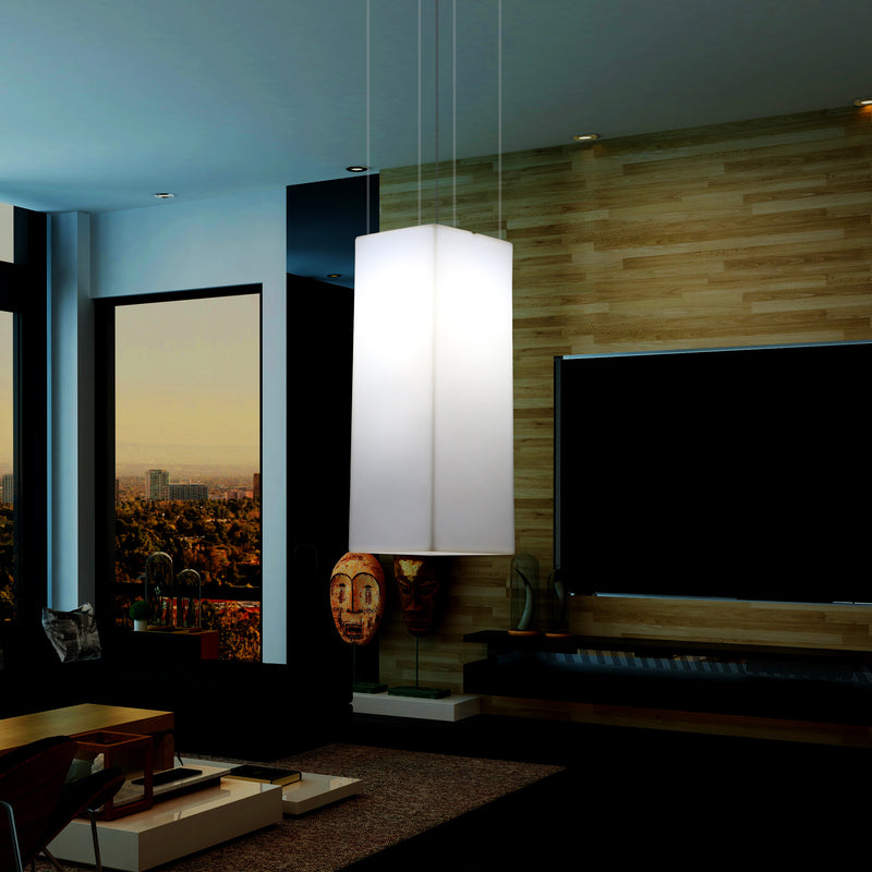 Rektangulær LED Hængelampe, Moderne Pendellampe, 80cm, E27, Hvid