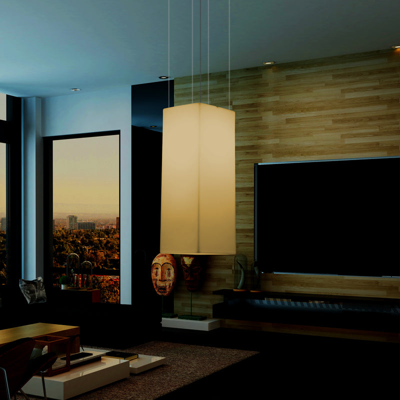 Kasseformet LED Pendellampe, Designer Loftlampe, 80 cm, E27, Varm Hvid