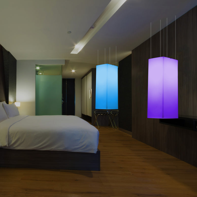 Aflang LED Loftlampe, Flerfarvet Moderne RGB Pendellampe, 80x30cm, Atmosfærisk Lampe