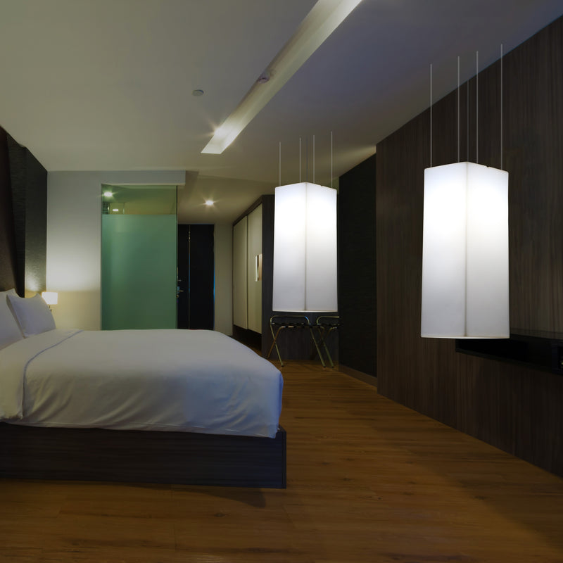 Aflang Hængelampe, Designer LED Loftlampe, 110 x 30cm, E27, Hvid